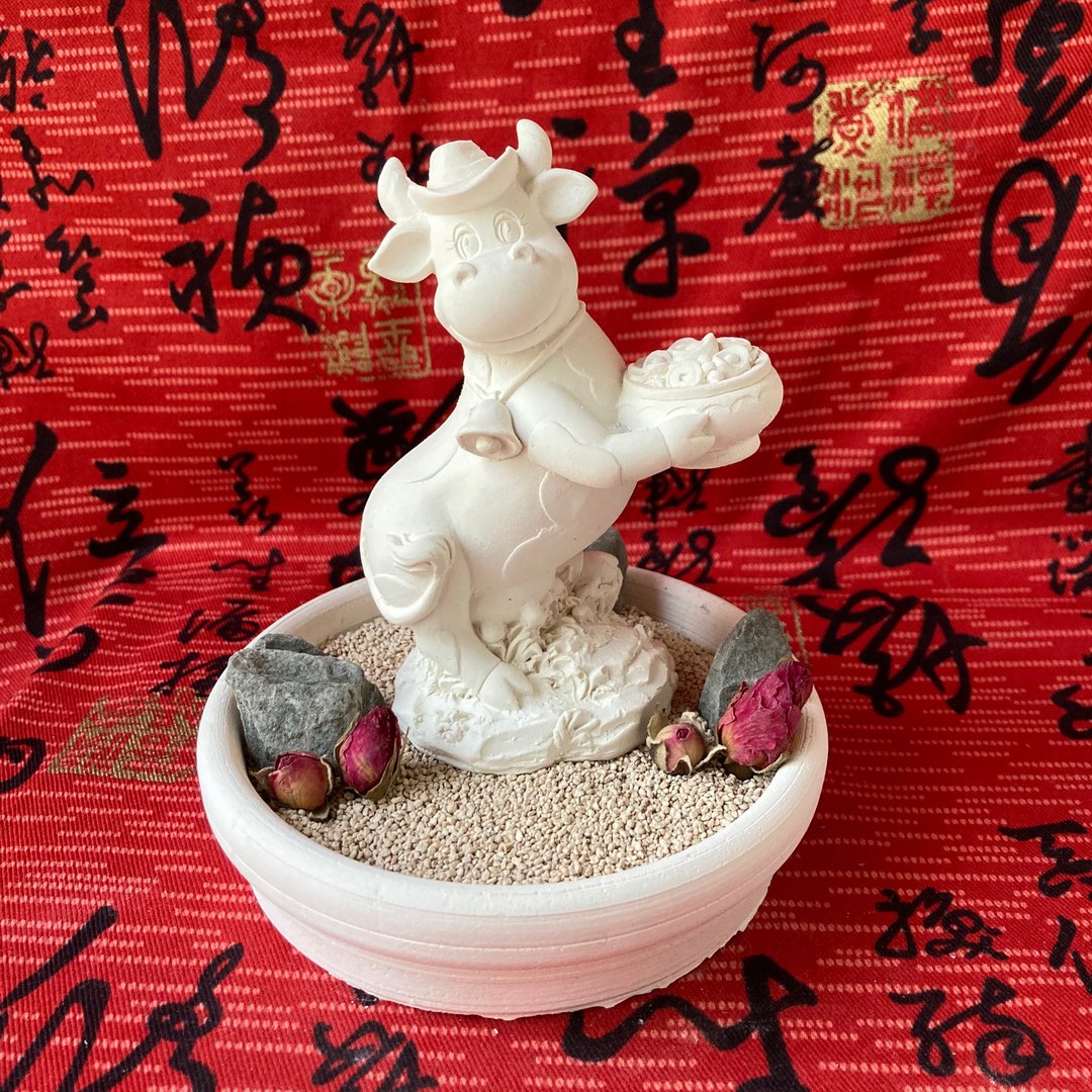 迎福纳财福牛扩香石 聚寳福牛 元寳福牛 中盘豪华套组 居家香氛 - 香薰/精油/线香 - 其他材质 白色
