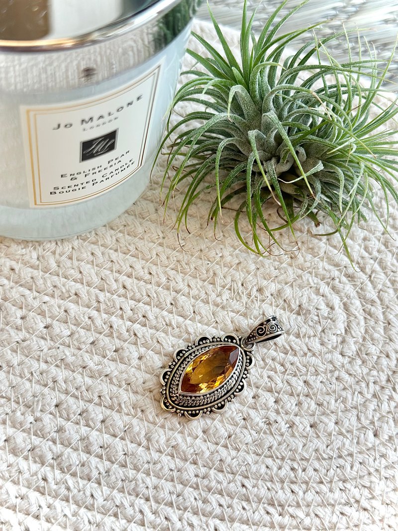 黄水晶- 尼泊尔手工925纯银吊坠 - 其他 - 水晶 