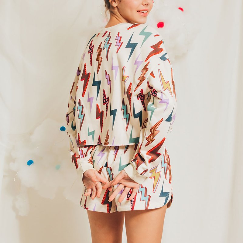 电爆你 针织长袖家居服套组 / 米白 - 居家服/睡衣 - 其他人造纤维 白色