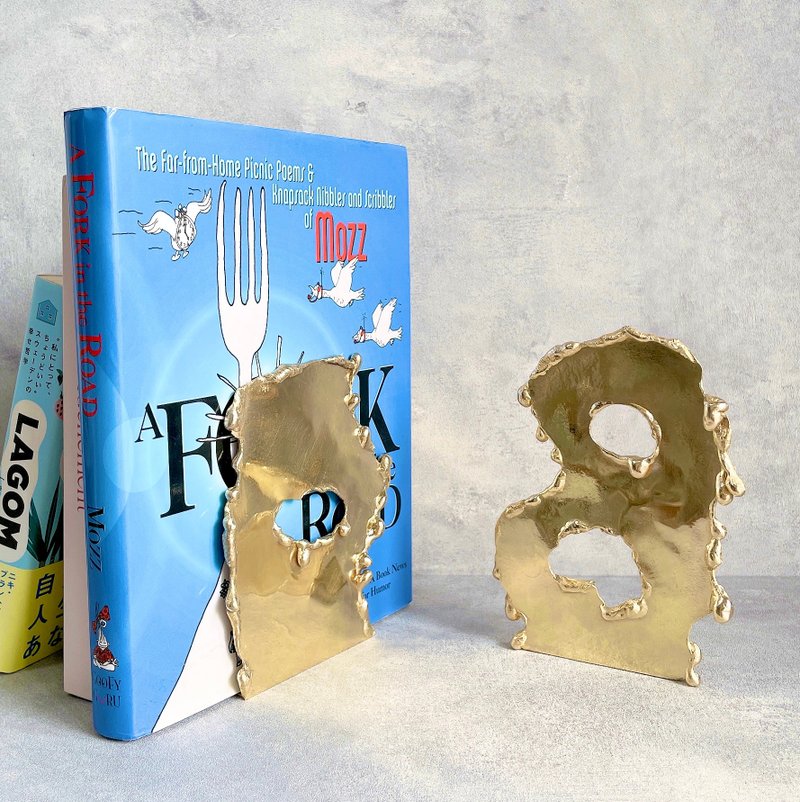 熔化黄铜书挡一对 - 书架/书挡 - 铜/黄铜 金色