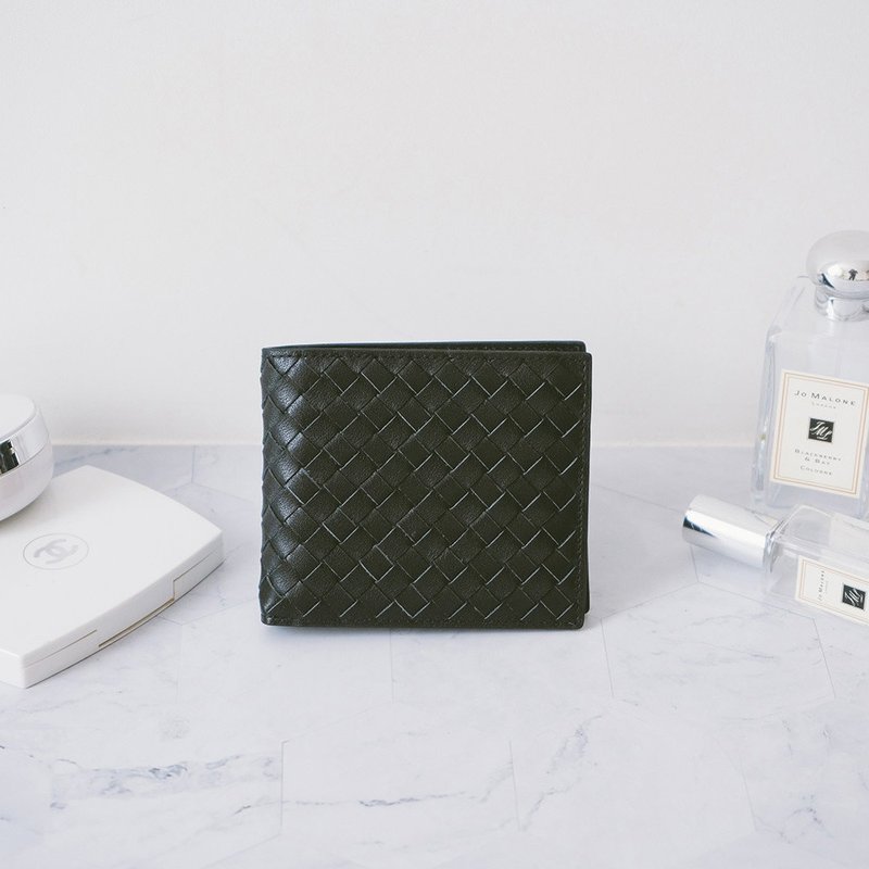 真皮编织短夹 X0141 黑 - 皮夹/钱包 - 真皮 黑色