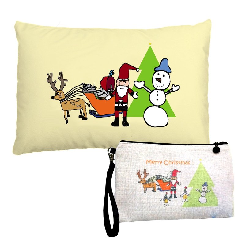 【定制化礼物】(定制商品)涂鸦小抱枕+多用小手包组合包 - 枕头/抱枕 - 其他材质 多色