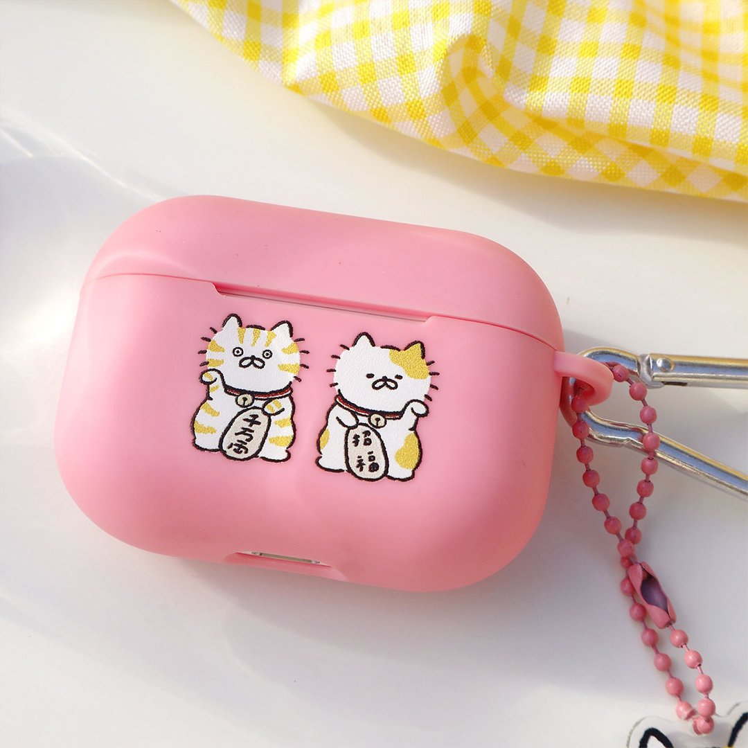 招财猫粉色AirPods Pro保护套/赠吊饰 - 耳机收纳 - 压克力 粉红色