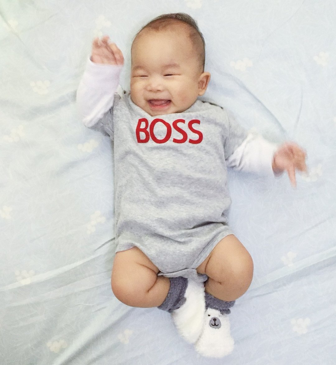 可加乳名 我家BOSS是_ 包屁衣 童上衣 - 包屁衣/连体衣 - 棉 灰色