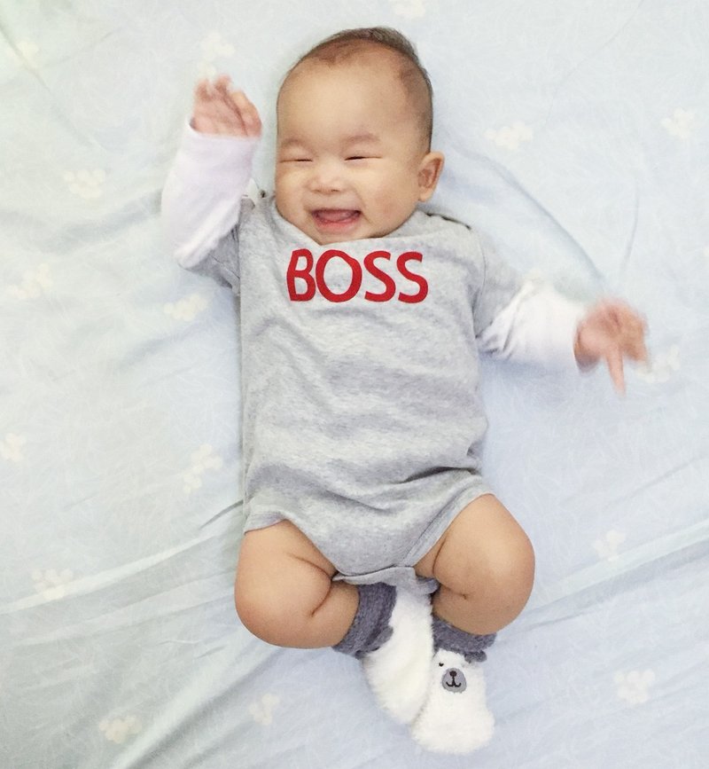 可加乳名 我家BOSS是_ 包屁衣 童上衣 - 包屁衣/连体衣 - 棉 灰色