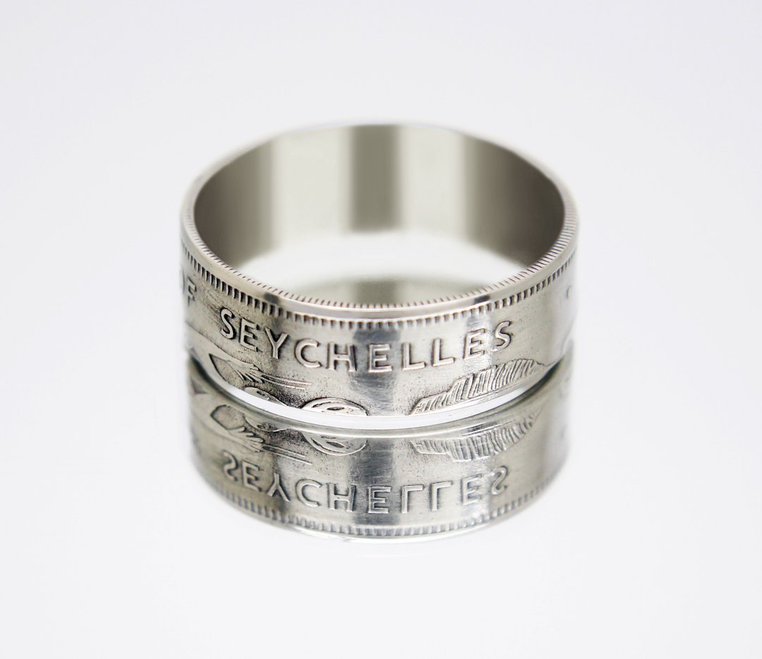 Seychelles Coin Ring 1 rupee 2007 coin rings for men coin rings for women - 戒指 - 其他金属 