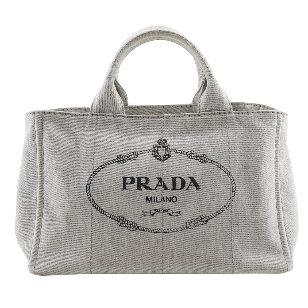 【日本直送】PRADA 普拉达 Canapa 手提包 三角Logo饰牌 1BG439 牛仔丹宁 浅灰色 女仕【二手品】 - 手提包/手提袋 - 棉 灰色