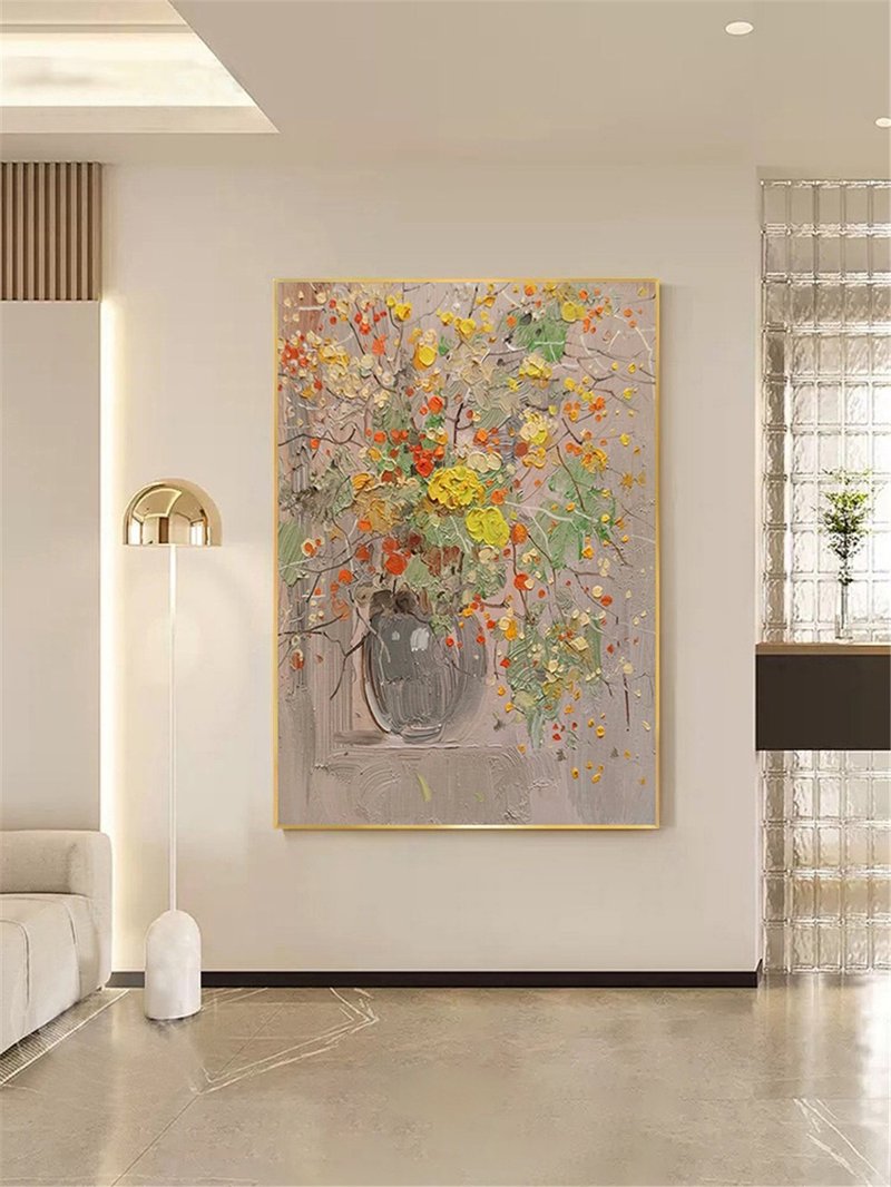 繁花 手绘油画/抽象/原创商品/装饰画/现代画/客厅/走廊卧室挂画 - 海报/装饰画/版画 - 亚麻 多色