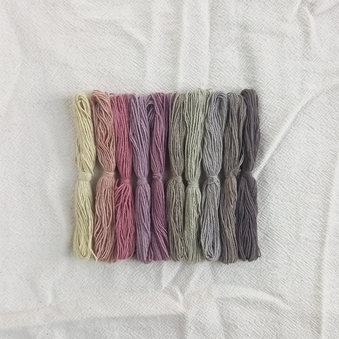粗线/暖色12m x 10色/植株染色棉线粗1mm/绣线，刺子线，十字绣，包边，补补 - 编织/刺绣/羊毛毡/裁缝 - 棉 多色