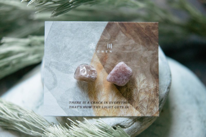 CRACK | 矿物系耳环 |  EARRINGS - 耳环/耳夹 - 玉石 粉红色