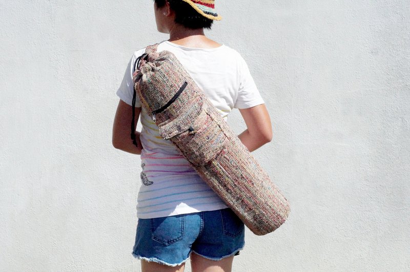 手工编织手感瑜珈垫背包 / yoga bag /瑜伽包 - 彩色缤纷纱丽线包 - 侧背包/斜挎包 - 丝．绢 多色