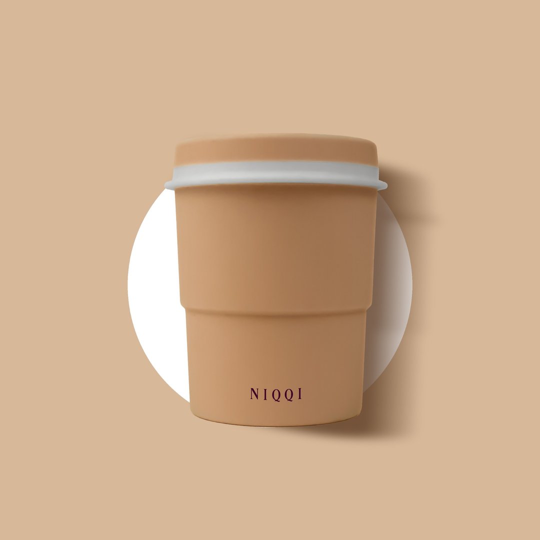 NIQQI 彩妆工具奶茶一ㄚ ㄧㄚ清洗杯 - 彩妆刷具/镜子/梳子 - 橡胶 咖啡色
