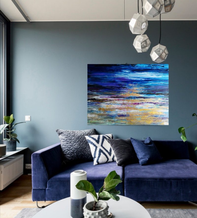 Seascape Painting  Abstract Original Art on Canvas 60 x80 cm - 海报/装饰画/版画 - 棉．麻 