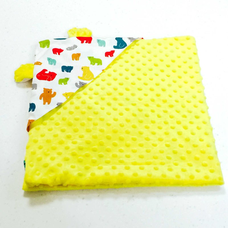 小熊软糖熊耳朵包巾 弥月礼 - 满月礼盒 - 棉．麻 黄色