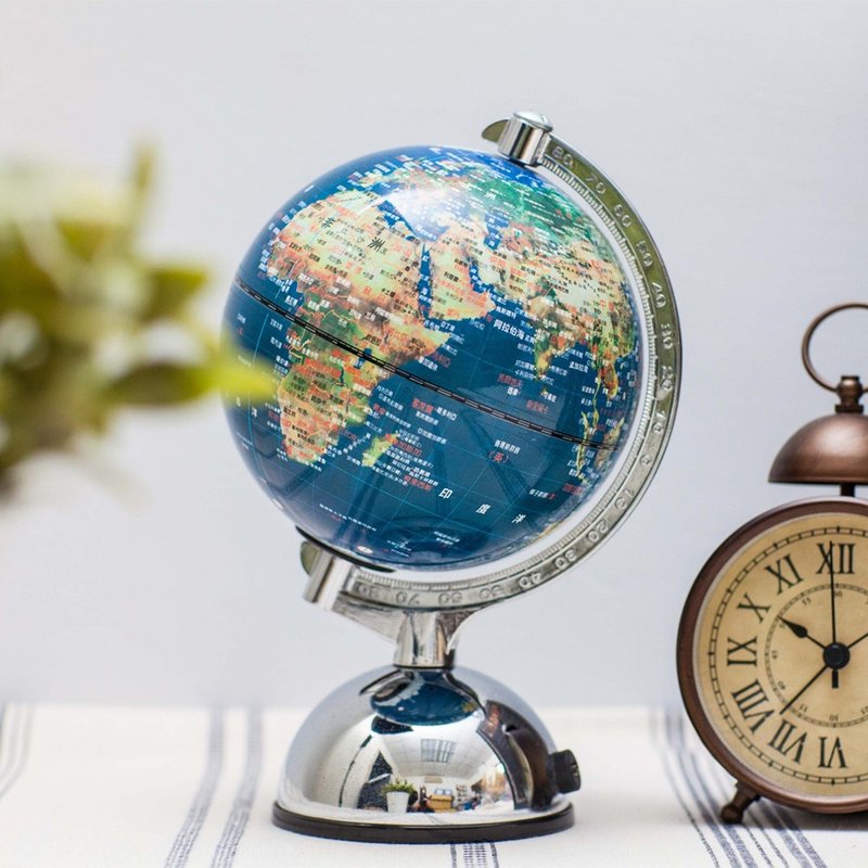 5寸亮面卫星原貌金属底座地球仪(附灯/中文版) - 摆饰 - 塑料 蓝色