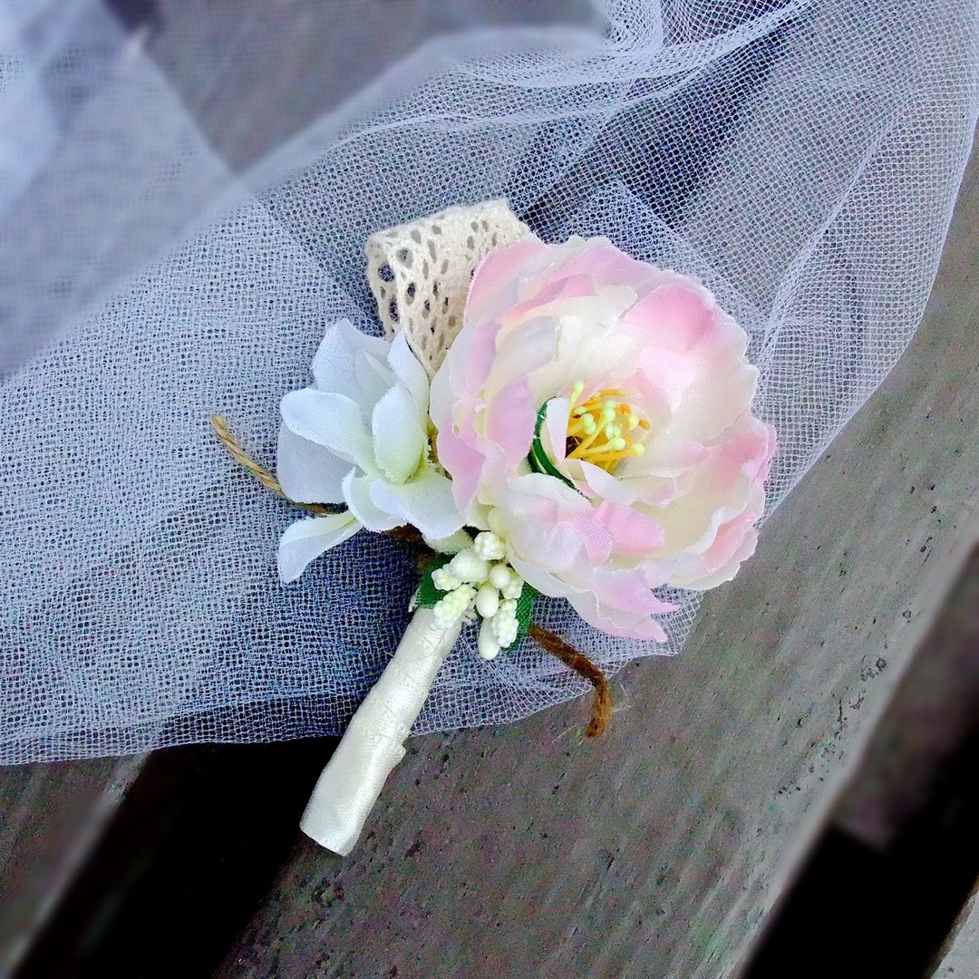 婚礼胸花 新娘伴娘新郎 【仿真花系列】B009 - 胸花/手腕花 - 丝．绢 粉红色