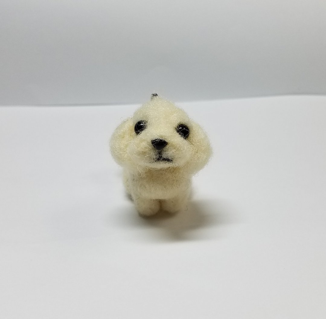 Wool felt toy poodle handmade key chain with name - 订制抱枕/饰品 - 羊毛 