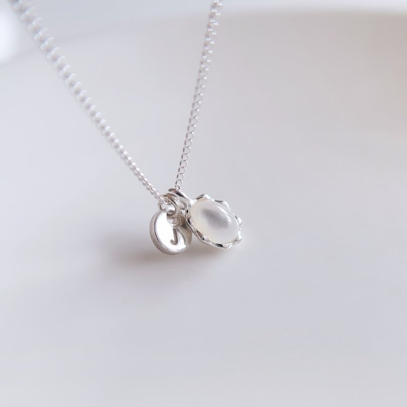 925纯银 小花边 珍珠贝 定制化 定制化刻字 项链 免费送礼包装 - 项链 - 纯银 白色