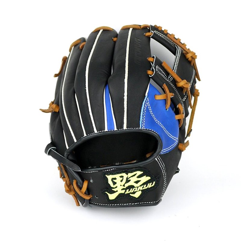 【野YAKYU】即战力系列(11.5吋)工字 - 黑+蓝 - 运动配件 - 真皮 黑色