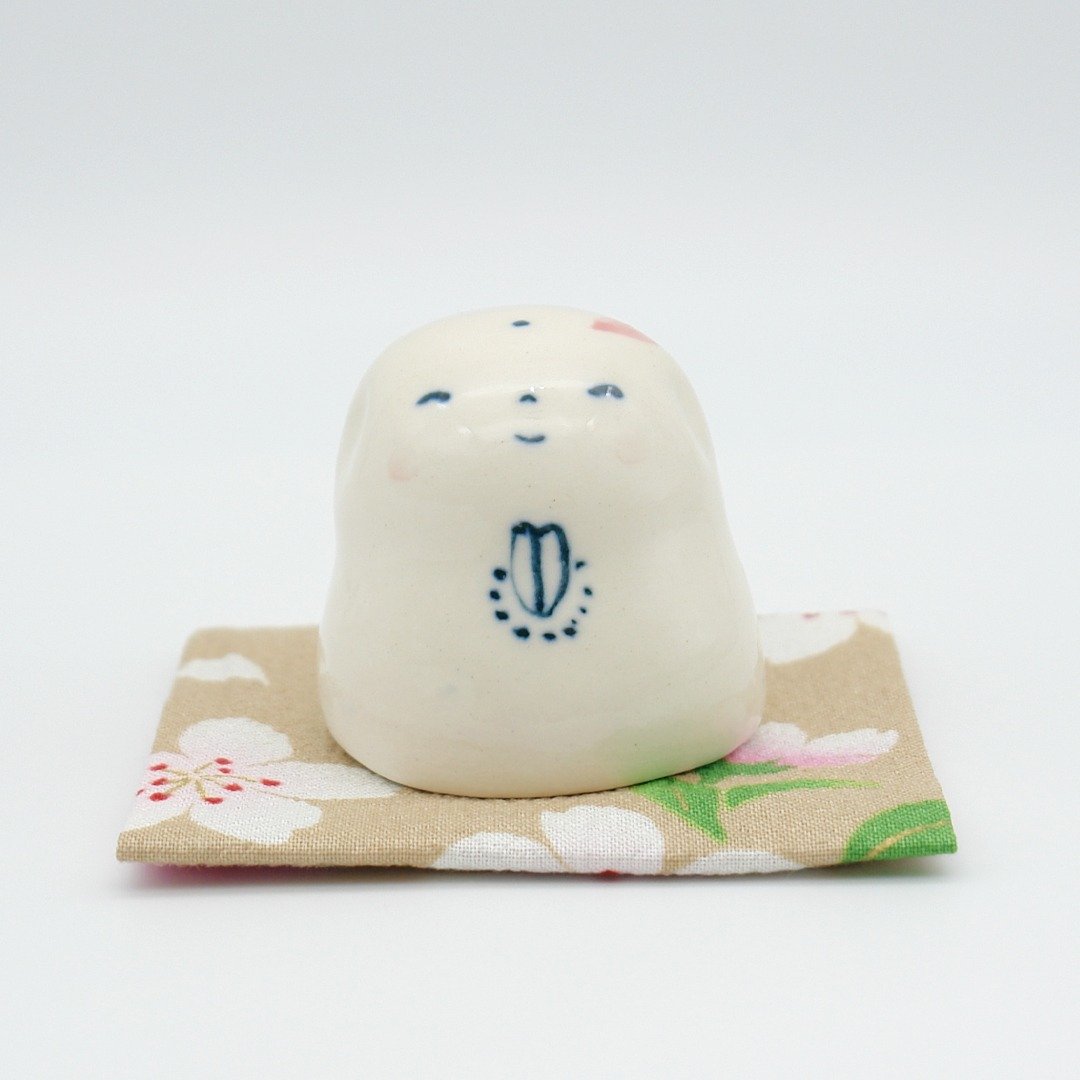 手工陶瓷娃娃：Nade Jizo - 摆饰 - 瓷 白色