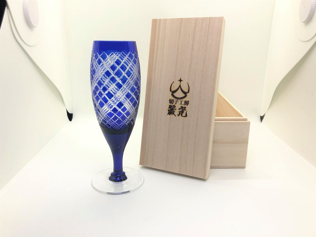 Yotsuyarai Flute Champagne Glass - 酒杯/酒器 - 玻璃 蓝色