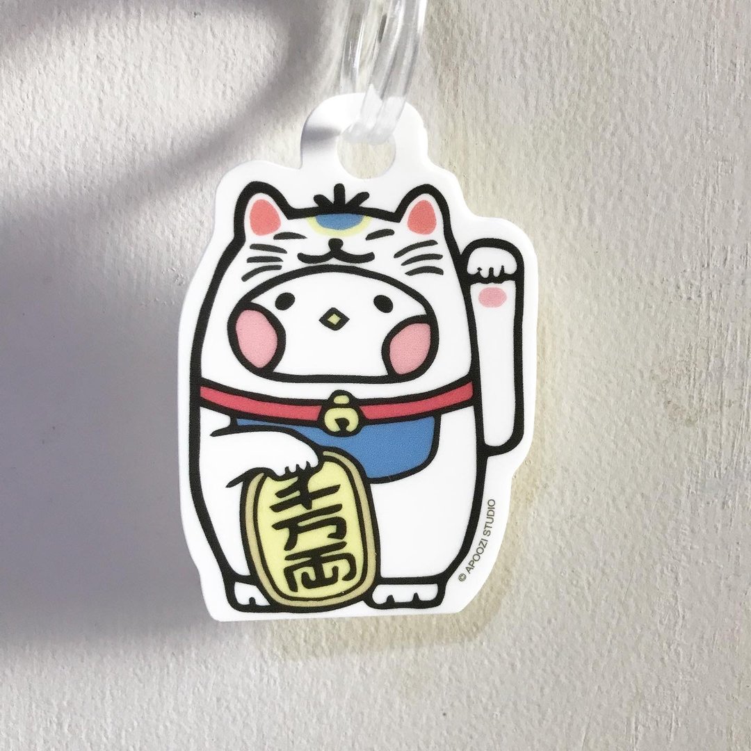 布籽生物 招财猫 行李吊牌 压克力 吊饰 - 行李吊牌 - 压克力 白色
