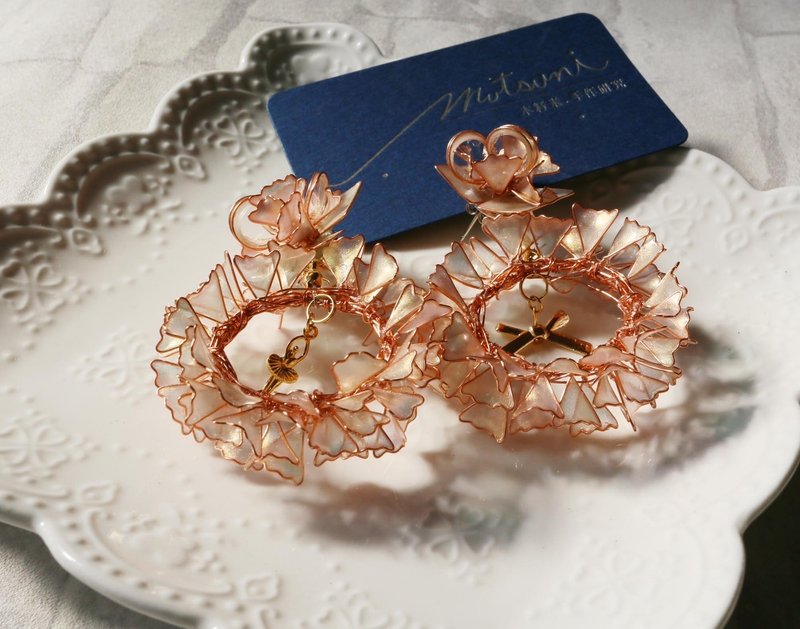 霏舞Ballet II -回旋曲 - 耳环/耳夹 - 树脂 粉红色