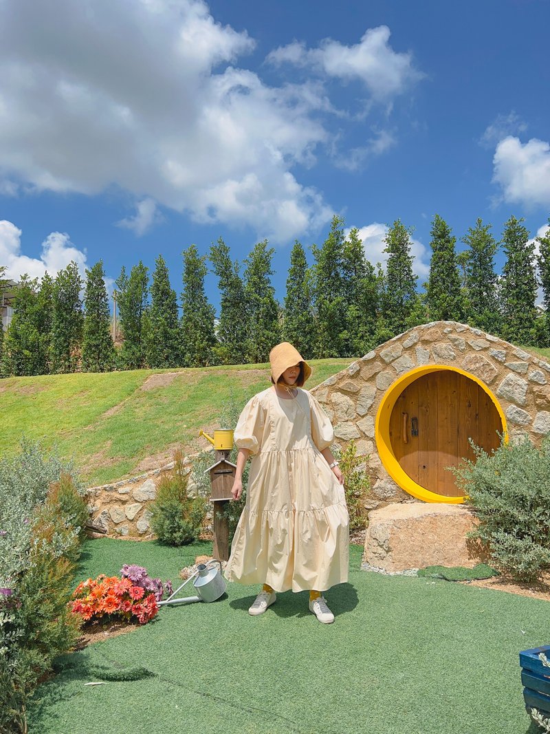 Muffin 棉布连衣裙  奶油色 Cream color - 洋装/连衣裙 - 棉．麻 卡其色