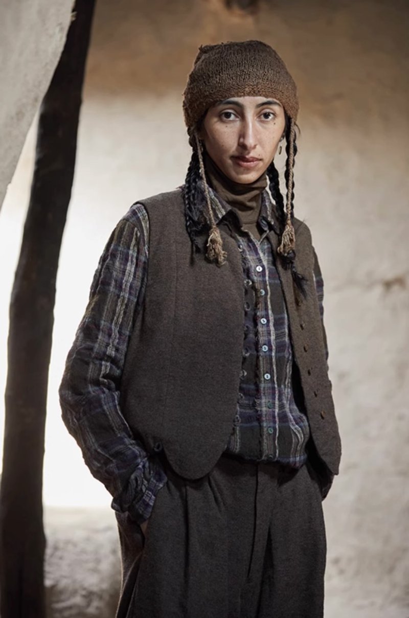 复古文青 羊毛混纺背心 - 女装背心 - 其他材质 绿色