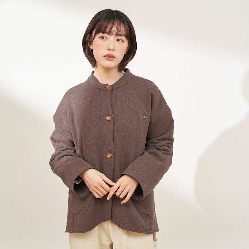 口袋造型内刷毛保暖厚外套-共2色 - 洋装/连衣裙 - 棉．麻 多色