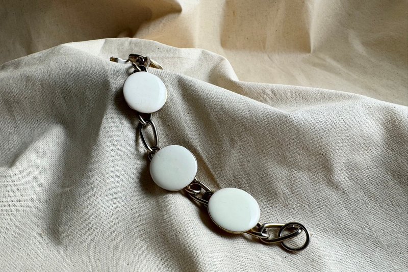 【CRUXART】西洋首饰珠宝-轻奢小品-云朵之环-1980s美国-珐琅手链 - 手链/手环 - 珐琅 白色