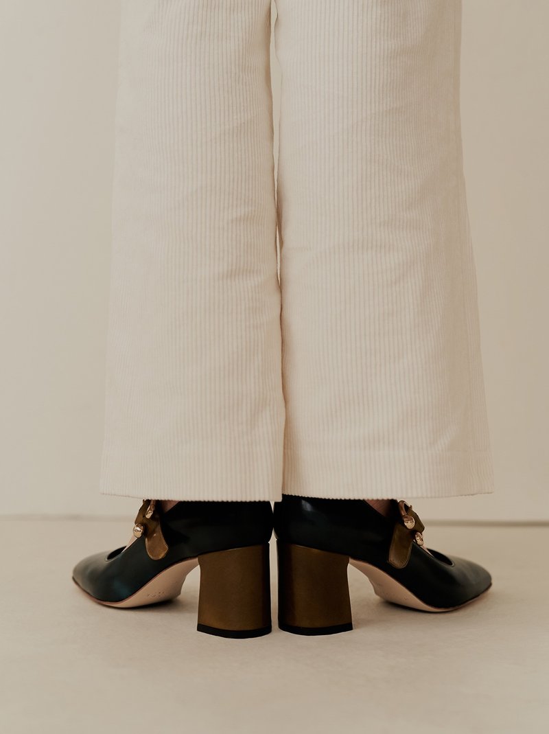 6.5 玛莉珍高跟鞋 - 深孔雀蓝 - 高跟鞋 - 真皮 绿色