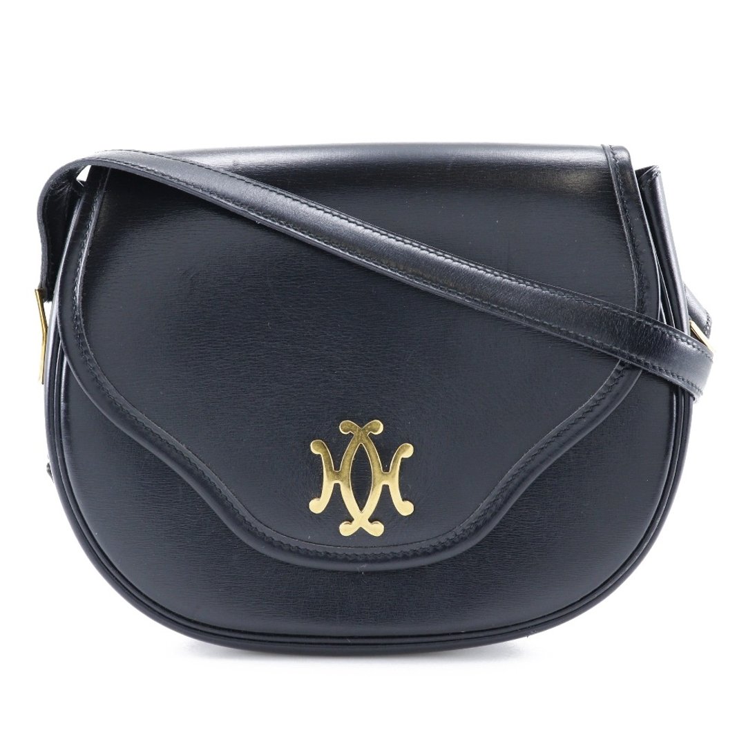 【日本直送】爱马仕 HERMES Double H 肩背包 Vintage 小牛皮 黑色/ ગલ્ડ 金属配件 女仕【二手】 - 侧背包/斜挎包 - 真皮 黑色