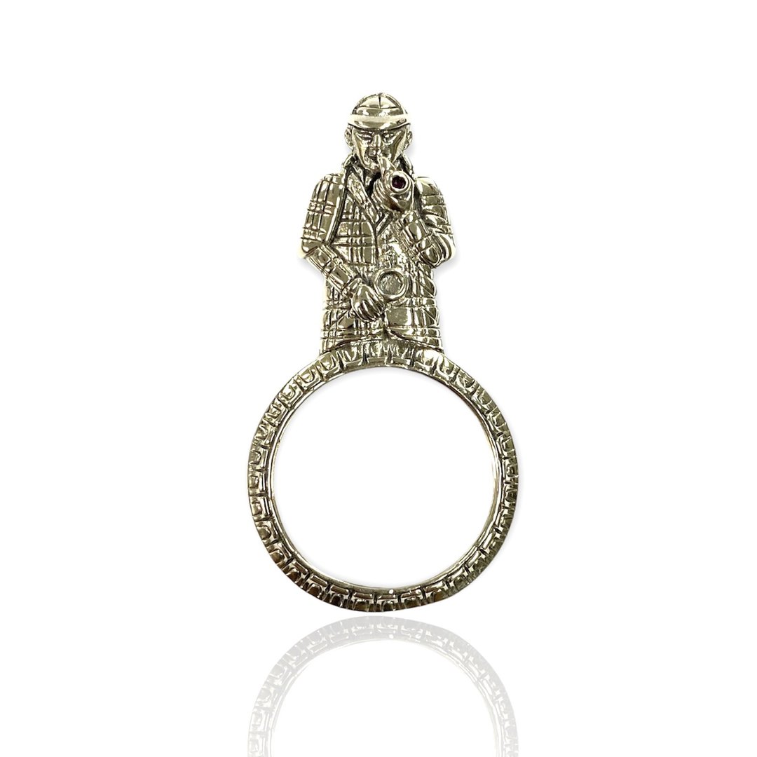 Antique Style Sherlock Holmes Magnifying Glass Loop Pendant 925 Sterling Silver - 其他 - 纯银 银色
