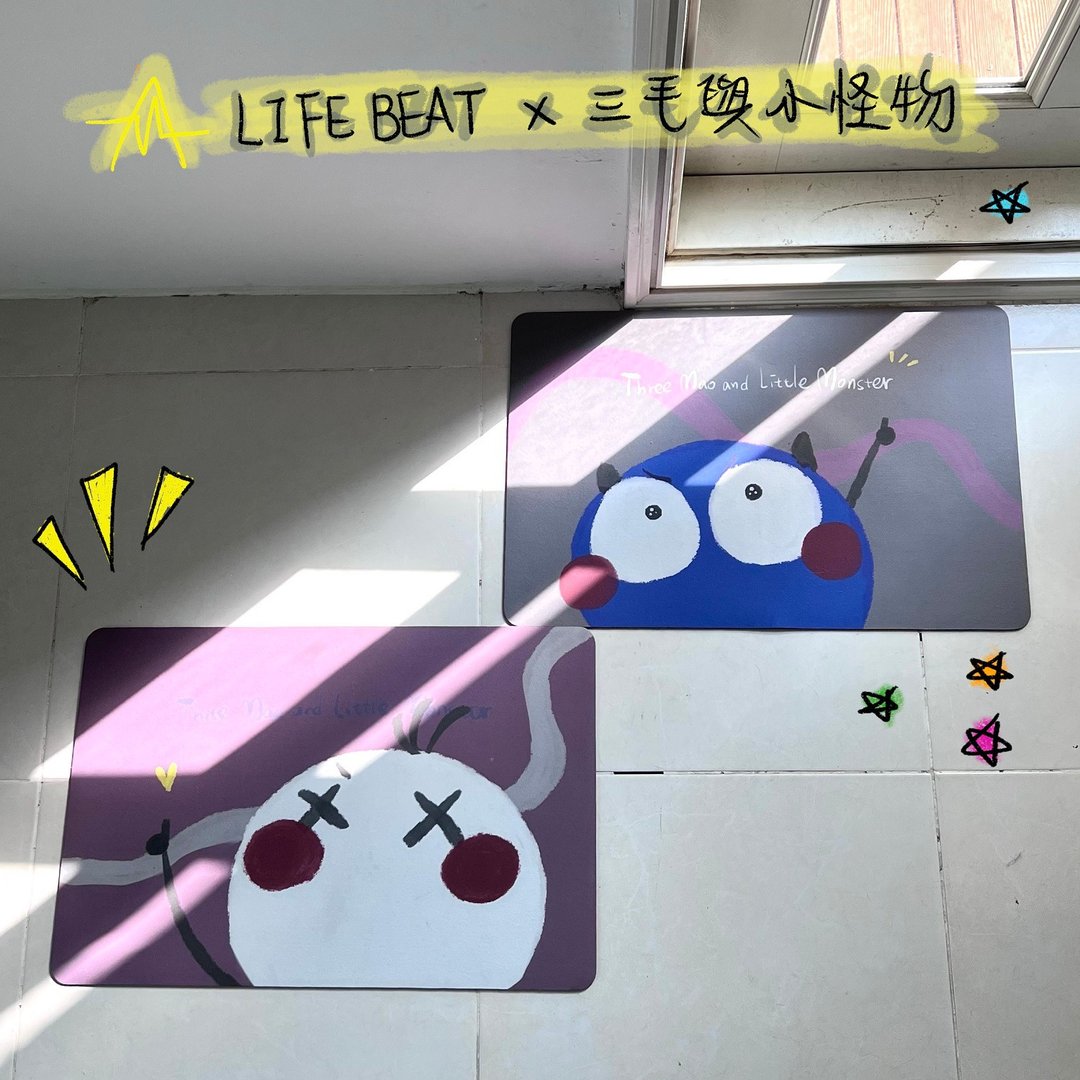 LIFEBEATx郭源元三毛与小怪物浴室家用硅藻土地垫 - 地垫/地毯 - 其他材质 灰色