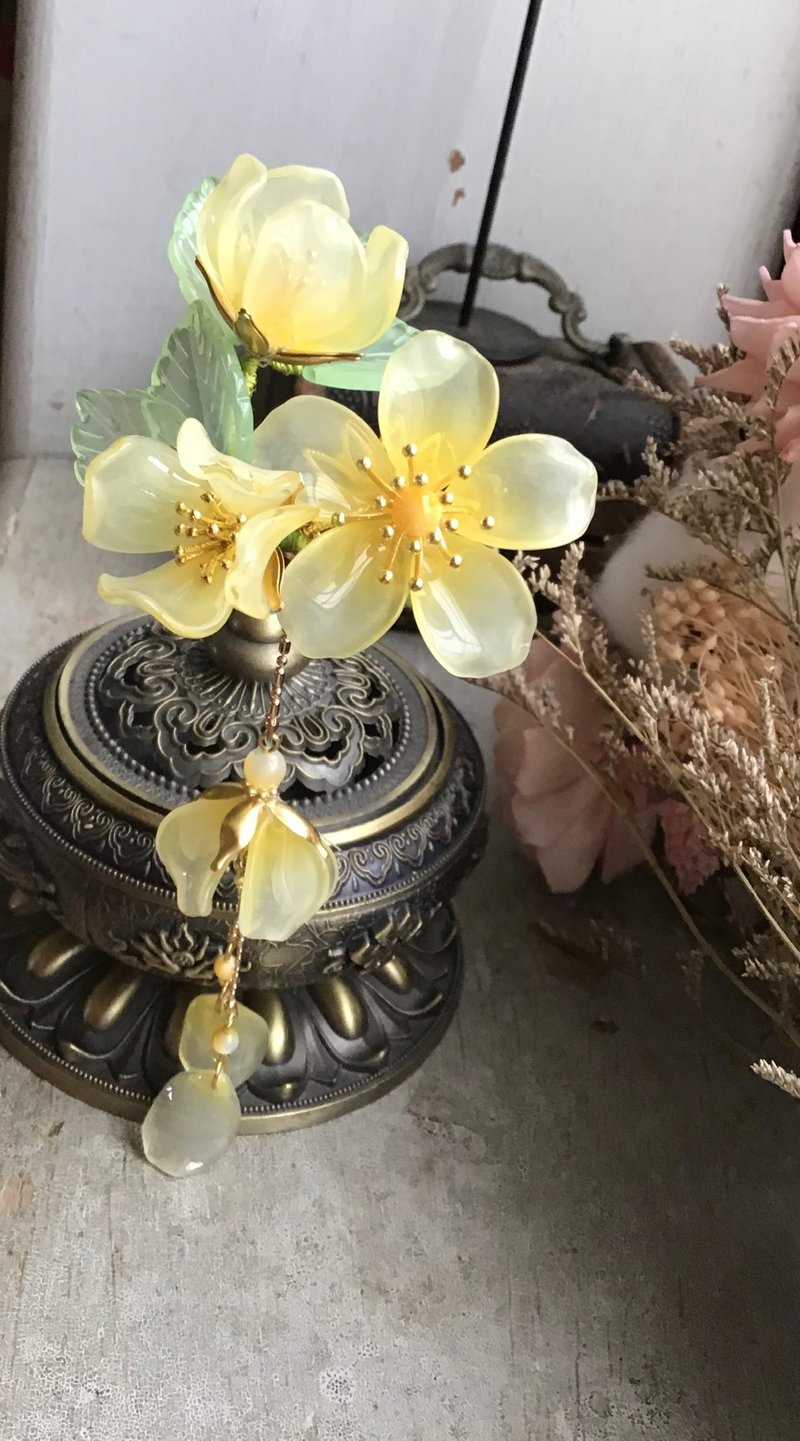 喵手作~木棉花发钗/黄/粉二色 - 发饰 - 其他材质 多色