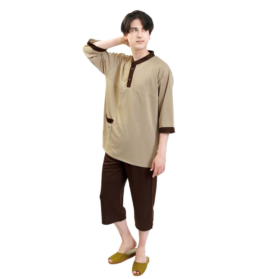 居家服｜工作服｜男女同款｜无性别差异｜照护服｜老人院｜接骨院｜整骨院｜护理机构｜室内服｜馆内服｜居家服｜睡衣｜睡袍 - 居家服/睡衣 - 聚酯纤维 咖啡色