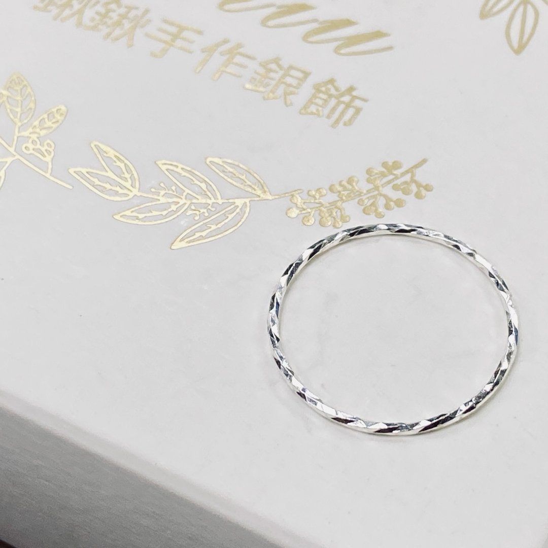 纯银 极细款 切面 银戒 S591 - 戒指 - 纯银 银色
