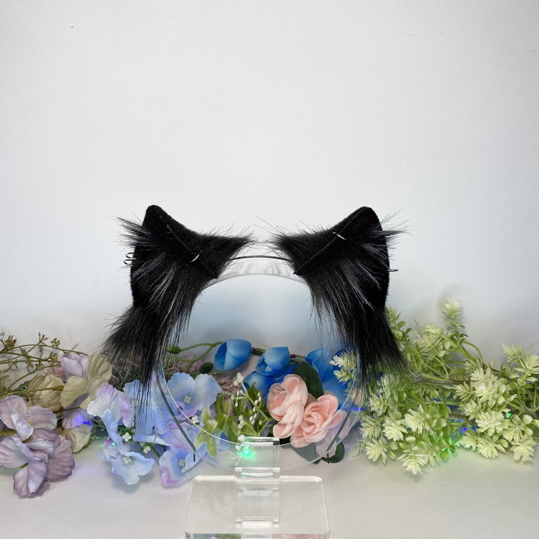 Black cosplay cat ears headband - 发饰 - 环保材料 黑色