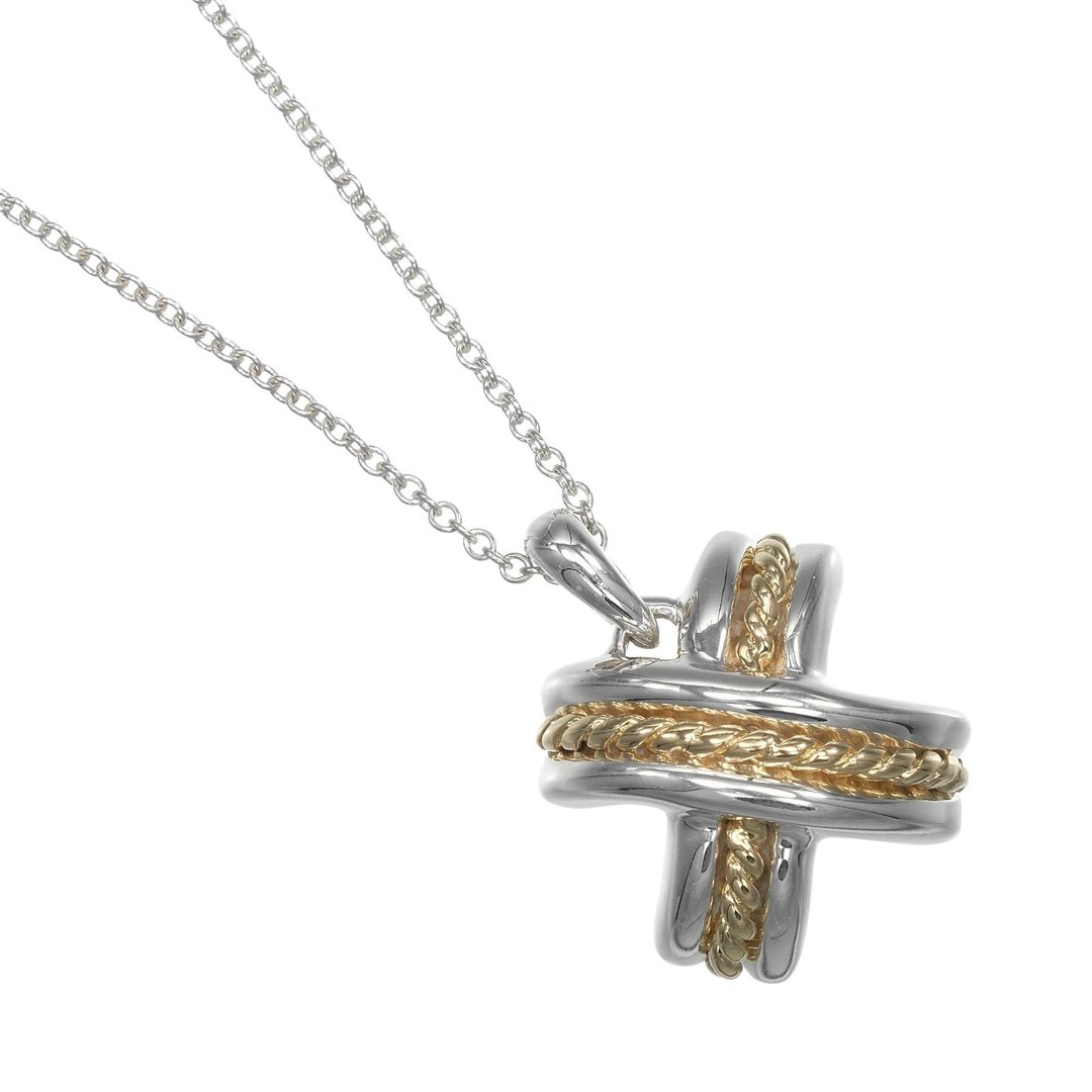 【日本直送】蒂芙尼 项链 Signature 925银 K18黄K金 约4.4g TIFFANY&Co.【二手】A级 - 项链 - 银 银色