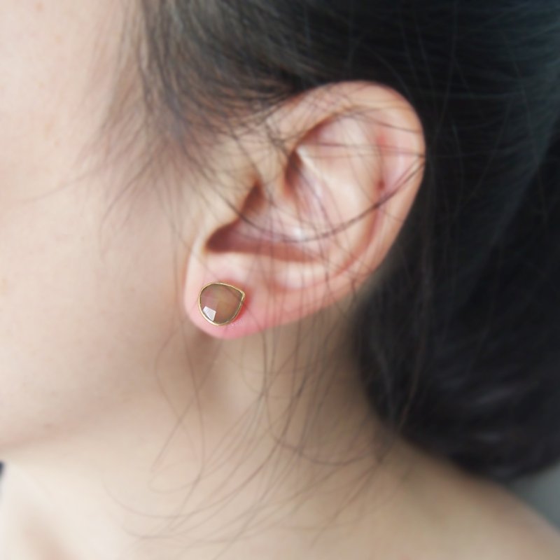 免邮优惠. 茶晶 平衡之石 水滴形耳环  18K镀纯银 - 耳环/耳夹 - 宝石 咖啡色