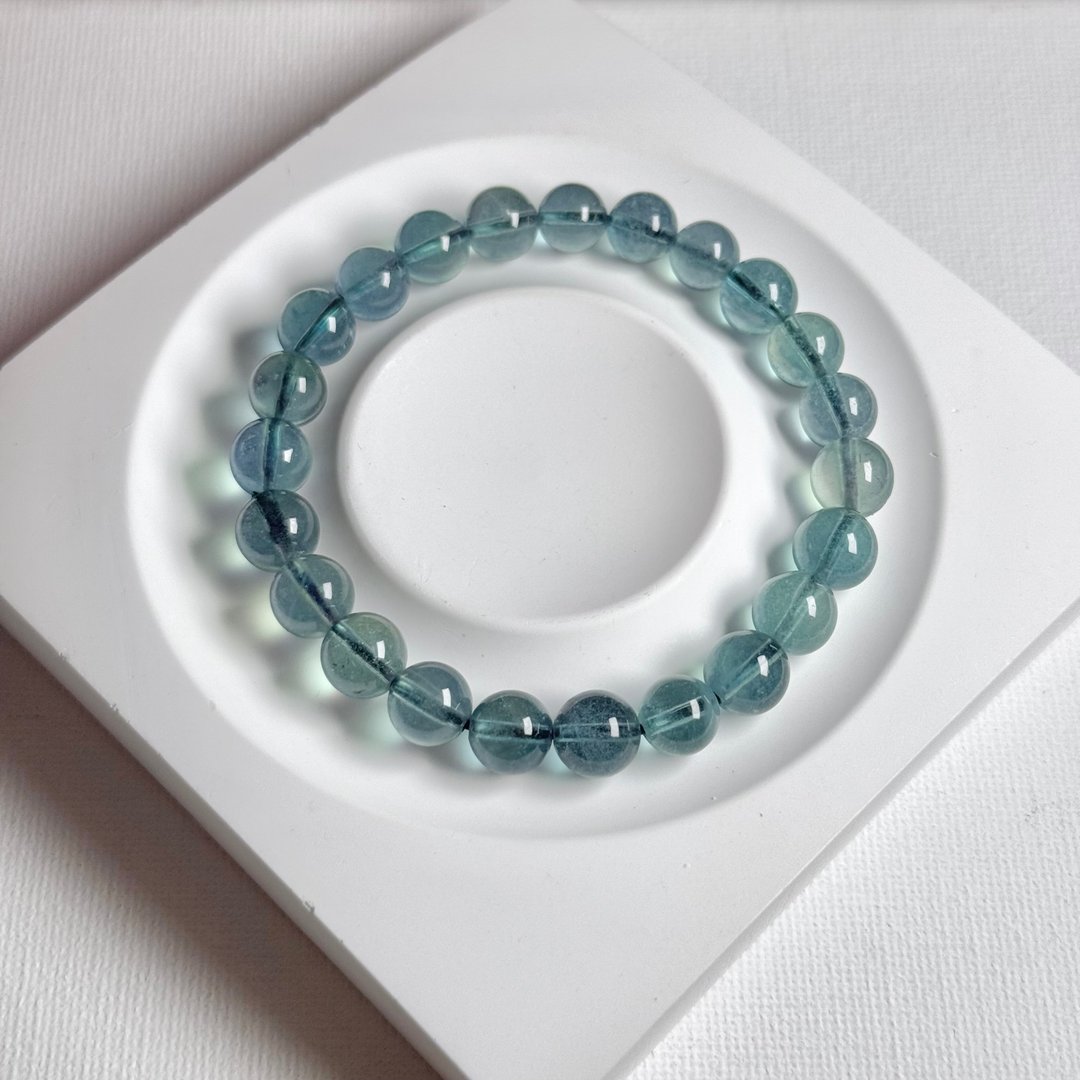 魔鬼绿海蓝宝 8.1-8.8MM - 手链/手环 - 水晶 蓝色