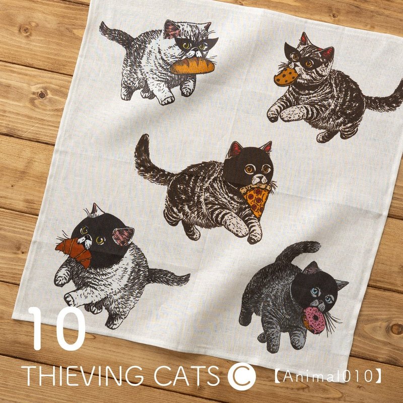 大号麻手帕猫狗43×43cm 10.贼猫-C - 其他 - 其他材质 白色