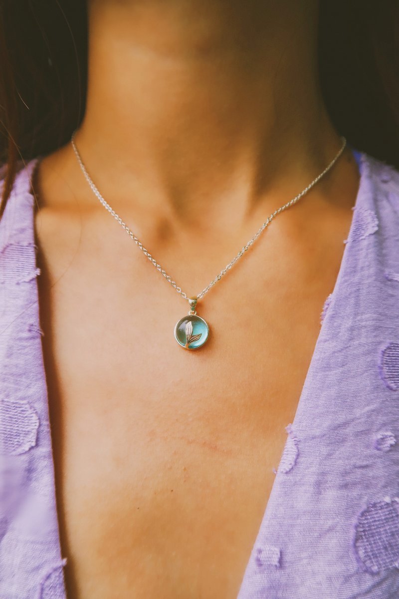 鲸鱼的眼泪 TEAR OF WHALES - 项链 - 纯银 蓝色