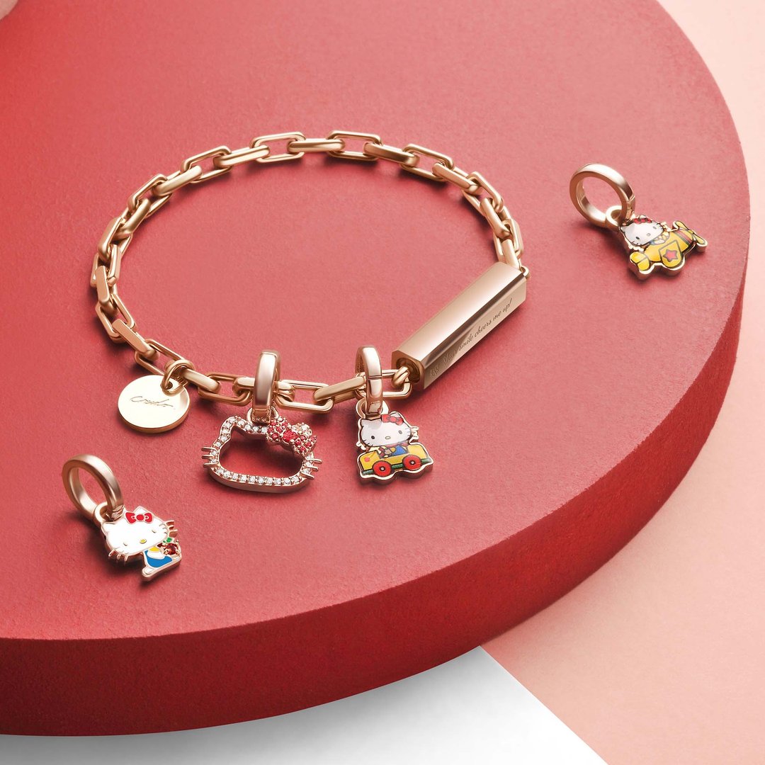 Hello Kitty 特别版 定制化刻字 方形钢条手链 (2 色) - 手链/手环 - 不锈钢 金色