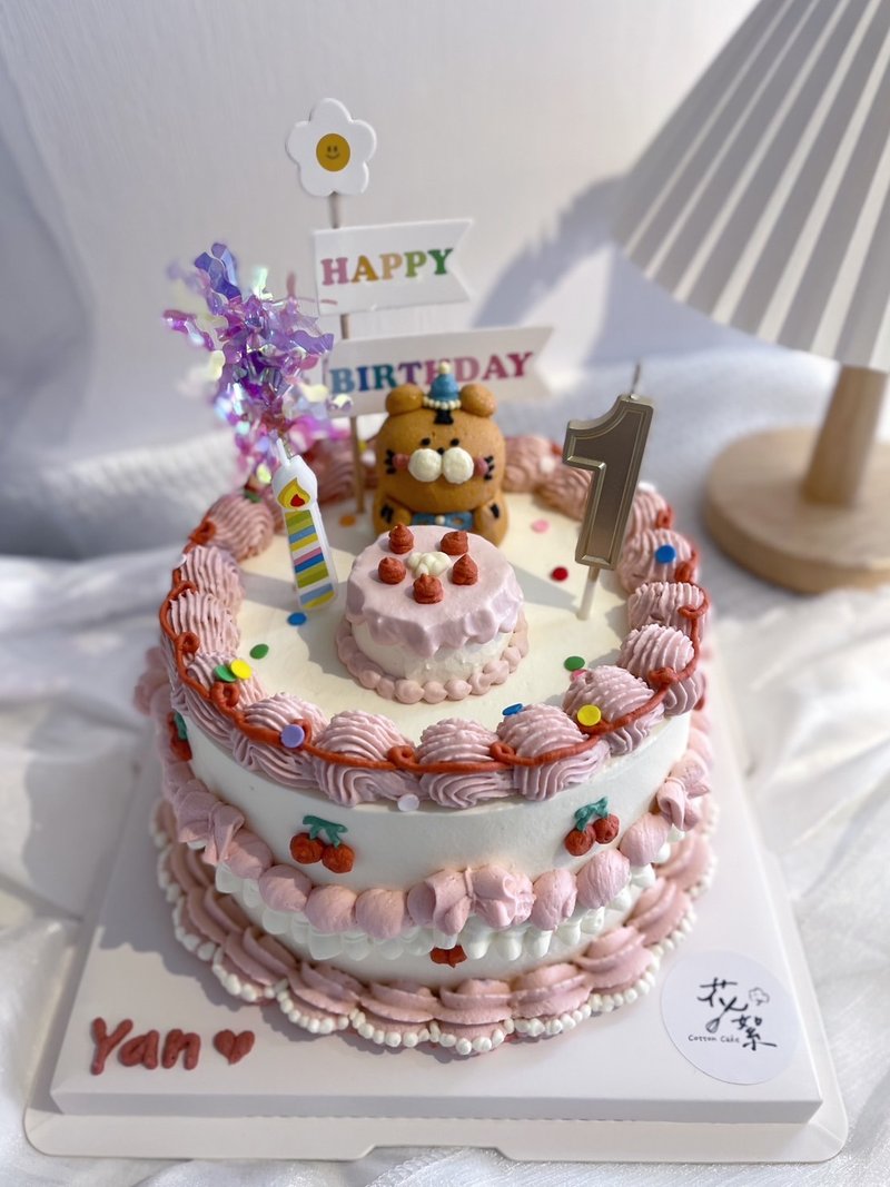 鲜奶油蛋糕课程。奶油霜小动物复古蛋糕 - 美食 - 新鲜食材 