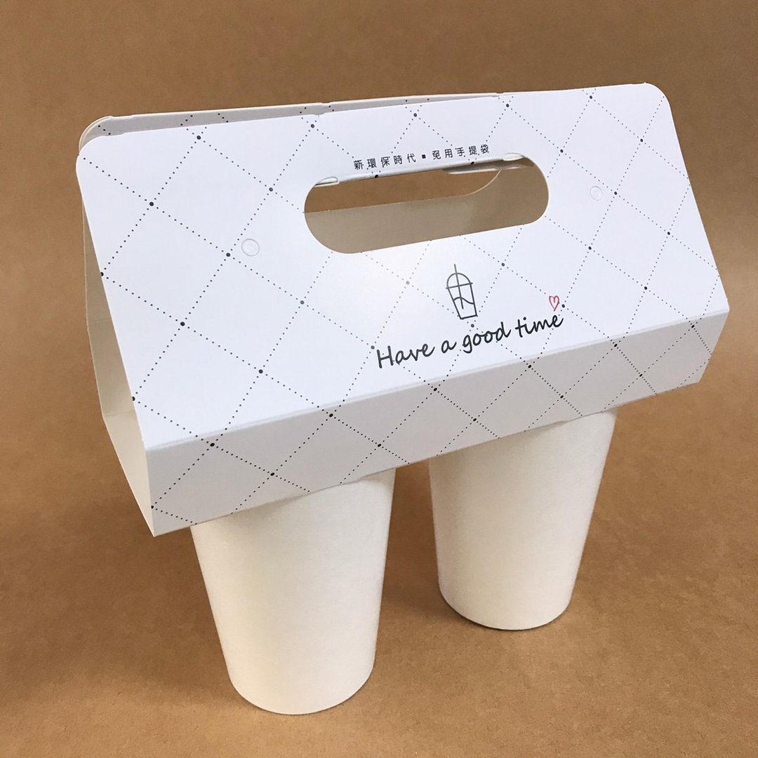 | 餐饮外带装家 |  二杯饮料外带提卡-白卡点点版 600pcs/箱 - 其他 - 纸 白色