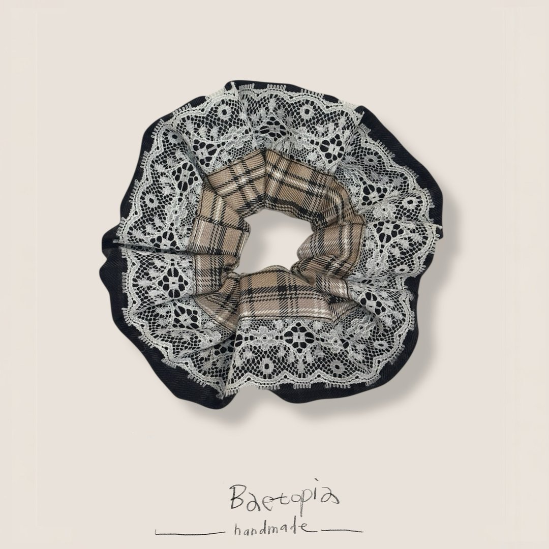 Baetopia | 浮花空气感系列 • 黑糖拿铁蕾丝手作发圈 - 发饰 - 棉 咖啡色
