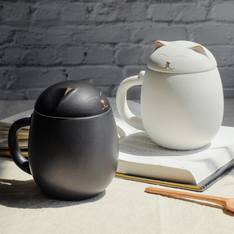 幸福猫杯组390ml | 泡茶杯 | 2色可选 - 其他杯子 - 陶 黑色