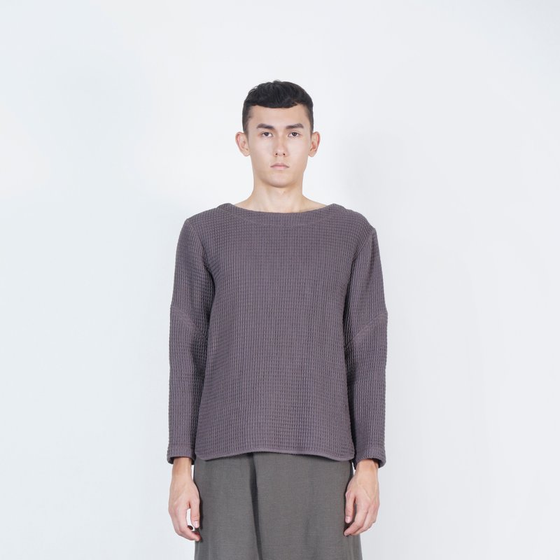 黑白切 AW 灰巢长袖上衣 - 男装上衣/T 恤 - 棉．麻 灰色